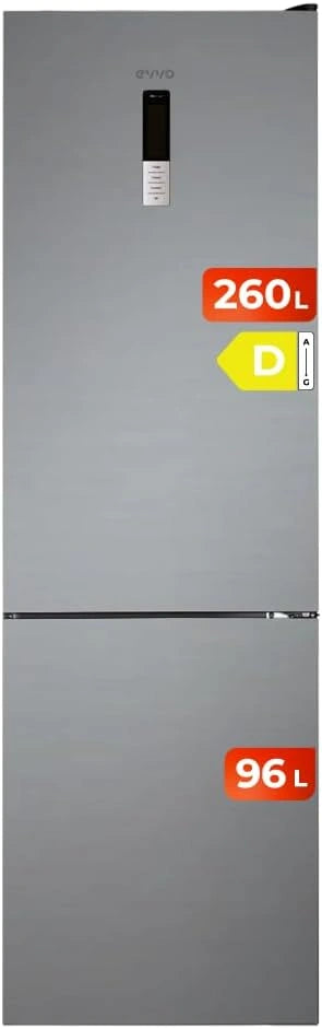 EVVO Combi-koelkast vorstvrij, koelkast 257 l, vriezer, 94 l invertermotor, breedte 60 cm, energieklasse D, Multi Air Flow, LED-binnenverlichting