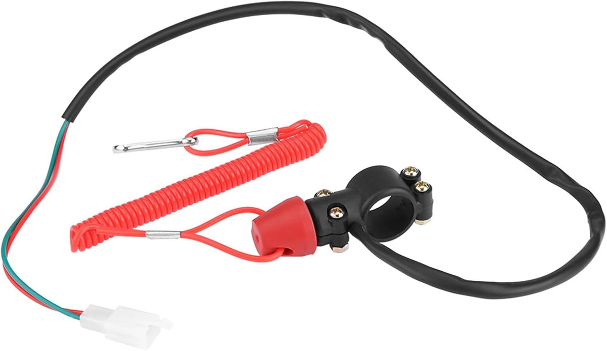 Motorfiets Boot Buitenboordmotor Motor Stop Schakelaar 22mm 7/8 Inch W/Tether Lanyard Koord voor Trim Modificatie, zwart