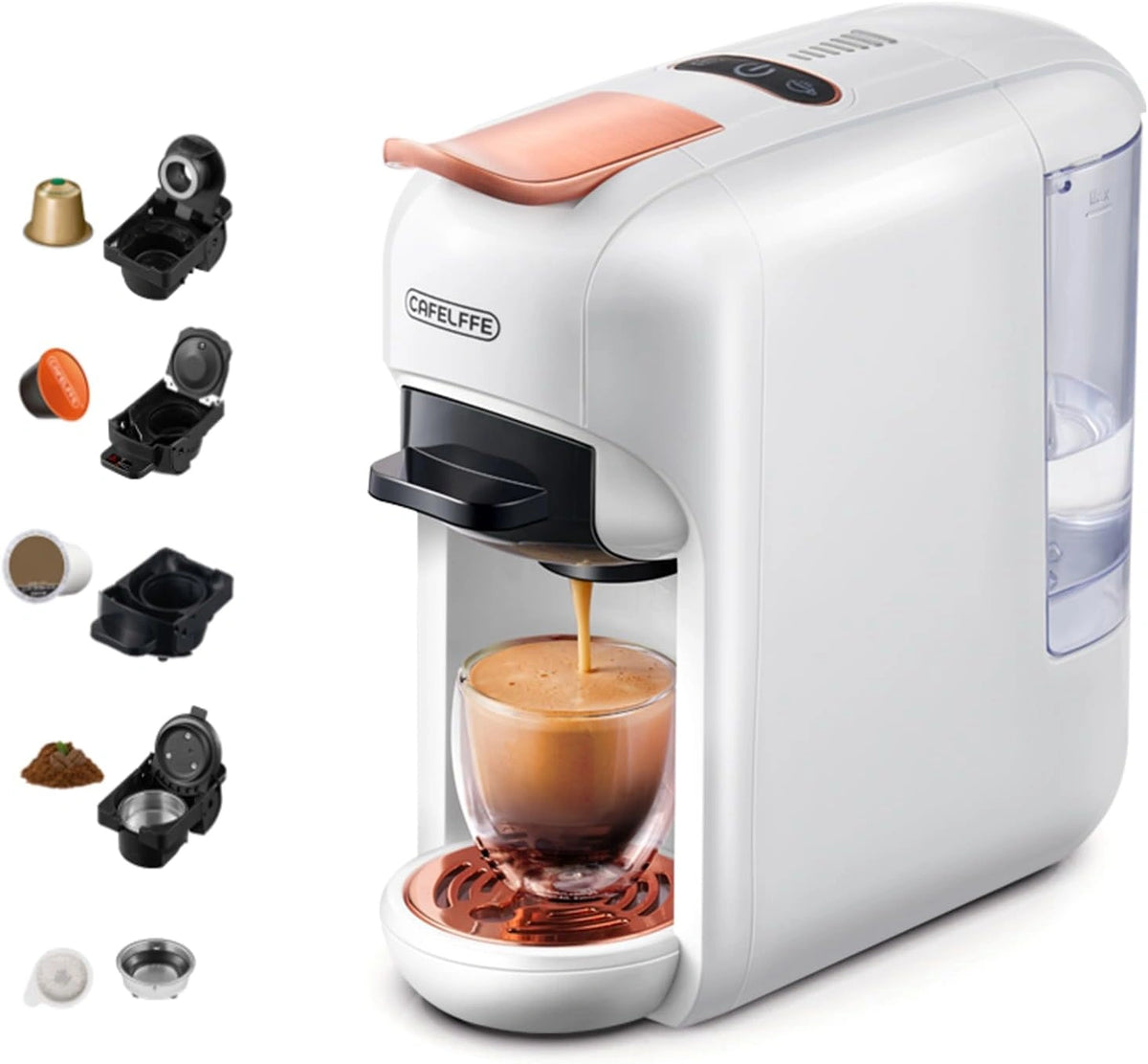 CAFELFFE MK-606 5-in-1 capsule-capsule-koffiezetapparaat, 19 bar, warm-/koudgezette espressomachine