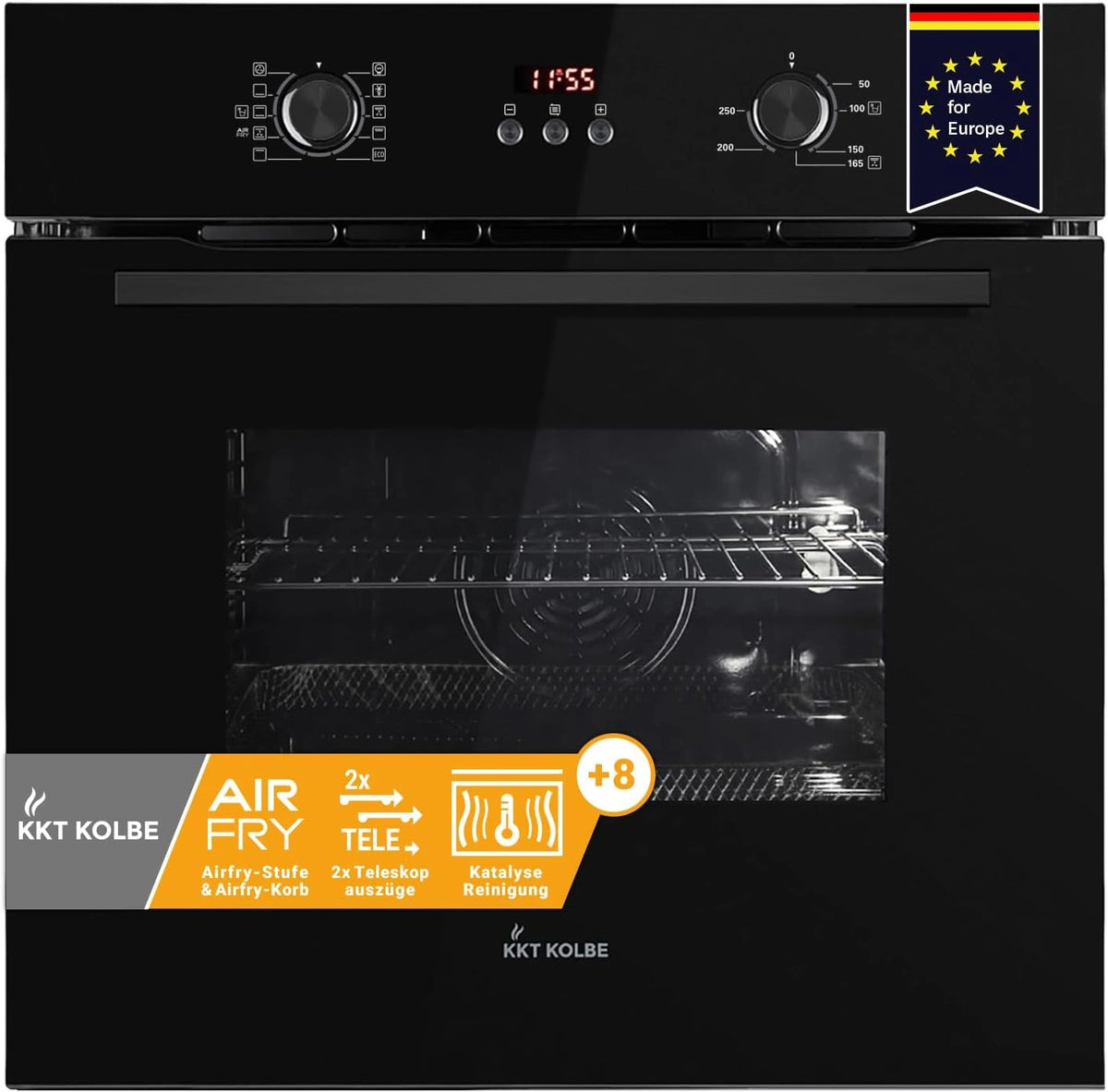 KKT KOLBE AirFryer BO8010FB Inbouwoven 60 cm met heteluchtfriteuse, zwart