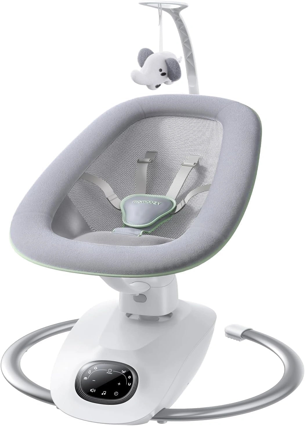 Momcozy CocoSway 3D-Motion elektrische babyschommel voor zuigelingen en peuters, 6 modi, 4 snelheden, 180° draaibare zitting, afstandsbediening