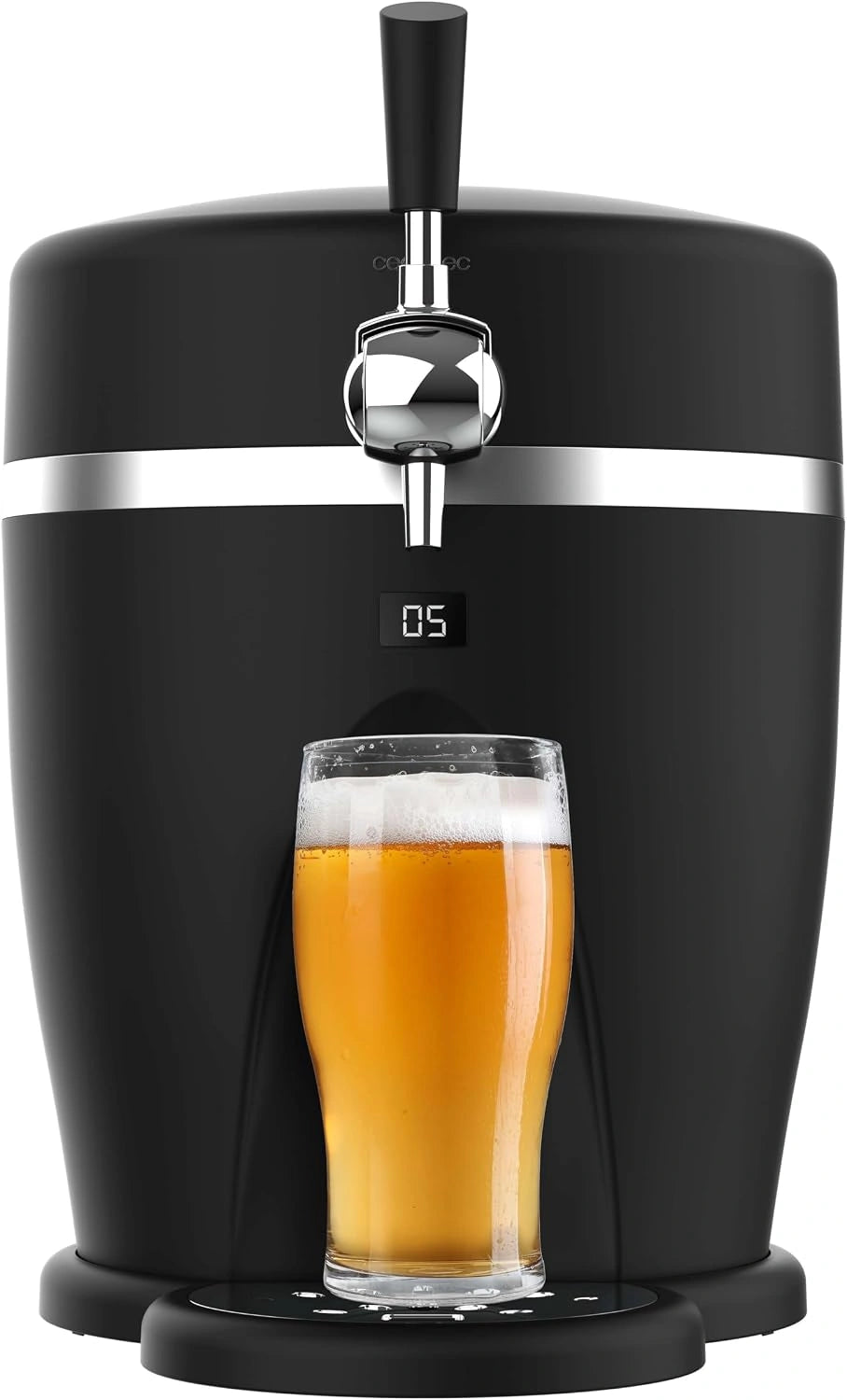 Cecotec BeerFlow 5000 Bierdispenser, 60 W, gecontroleerd temperatuurbereik van 3 tot 6 °C, compatibel met universele vaten van 5 l, led-scherm