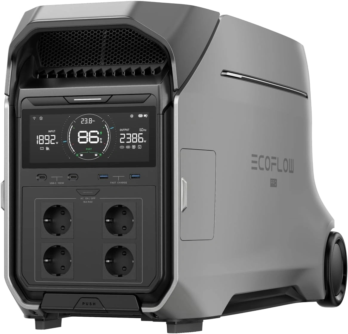 EcoFlow DELTA Pro 3 draagbaar energiestation, 4096 Wh-LFP-accu, uitbreidbaar tot 12 kWh, AC-uitgangsvermogen van 4000 W bij 230 V