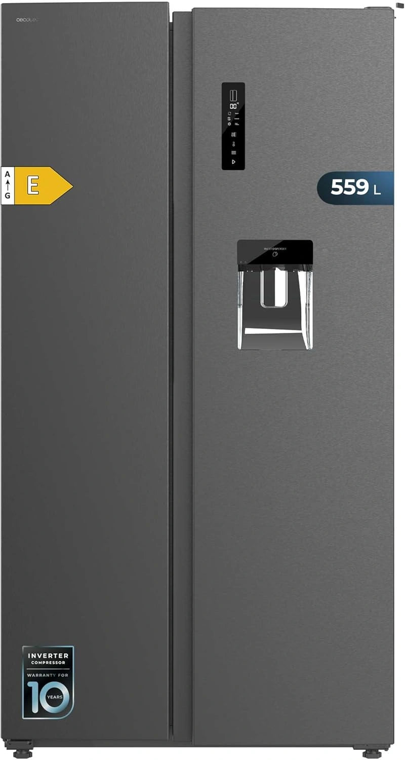Cecotec Amerikaanse Bolero CoolMarket SBS 559 Dark E. 559 liter koelkast, 177 cm x 90 cm, energieklasse E, Multi Air Flow-systeem, volledig vorstvrij