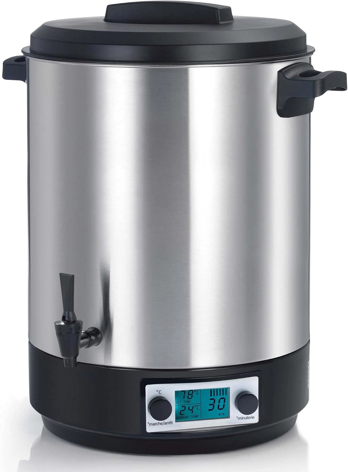 Keuken chef elektrische pot sterilisator roestvrijstalen tank met lcd-scherm kraan en timer 45 liter 2500w kcpst45xxl.lcd, wit