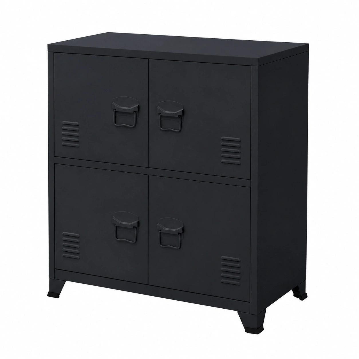 Industrieller Aktenschrank aus Stahl, Anthrazit, 4 Türen, 2 Fächer, 75x40x80,5 cm, freistehend