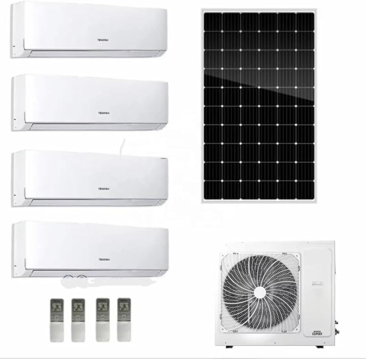 18000BTU Zonne Omvormer Multi 9k Zones Split Airconditioner/Verwarmer, 2 Streken, wit