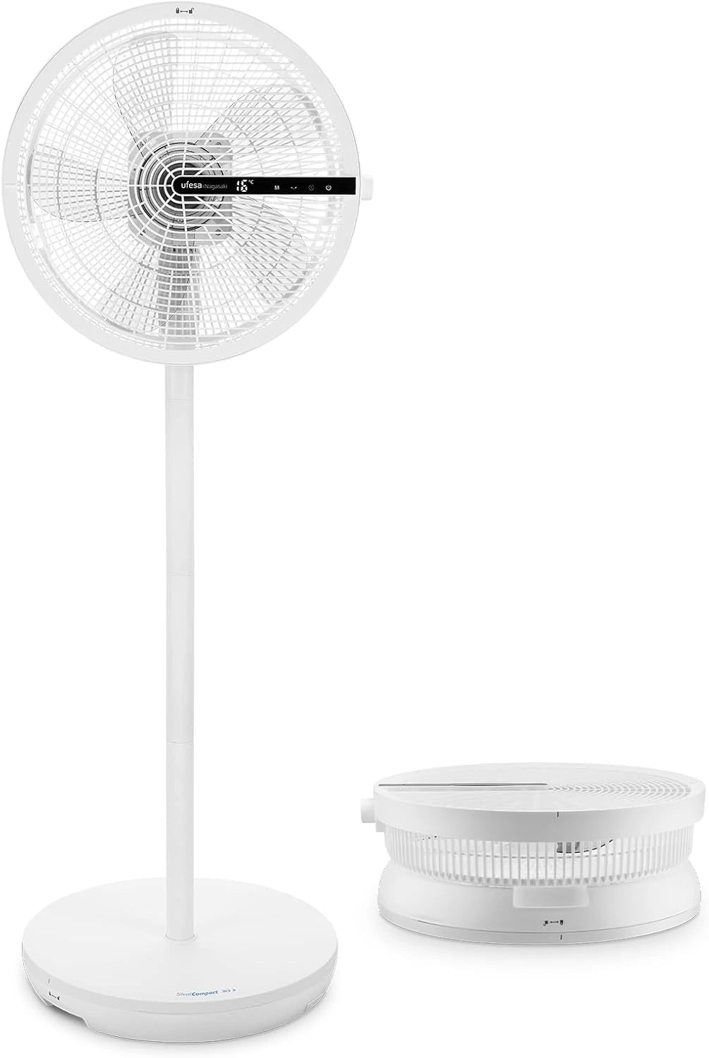 Ufesa Nagasaki staande ventilator, zeer stil, 28 W, led-aanraakscherm, borstelloze motor, compact en opvouwbaar, 12 snelheden, 3 modi