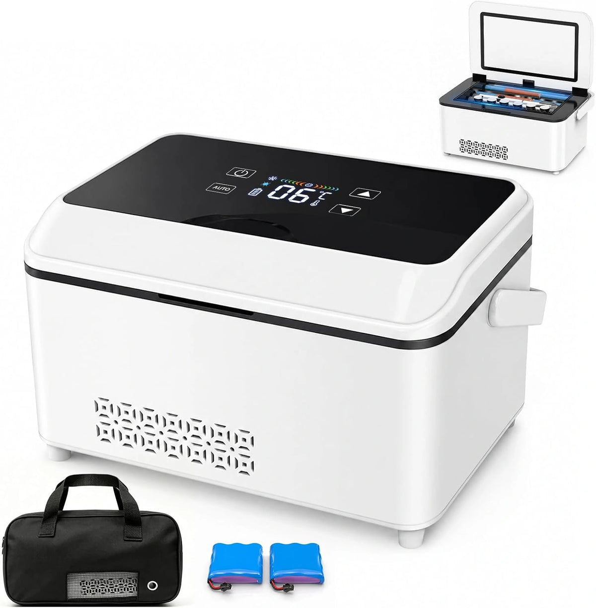 Insuline koelbox, elektrisch, medicijnen, koelbox, grote capaciteit 2-8 °C, draagbare insuline-koelkast met 13600 mAh batterij