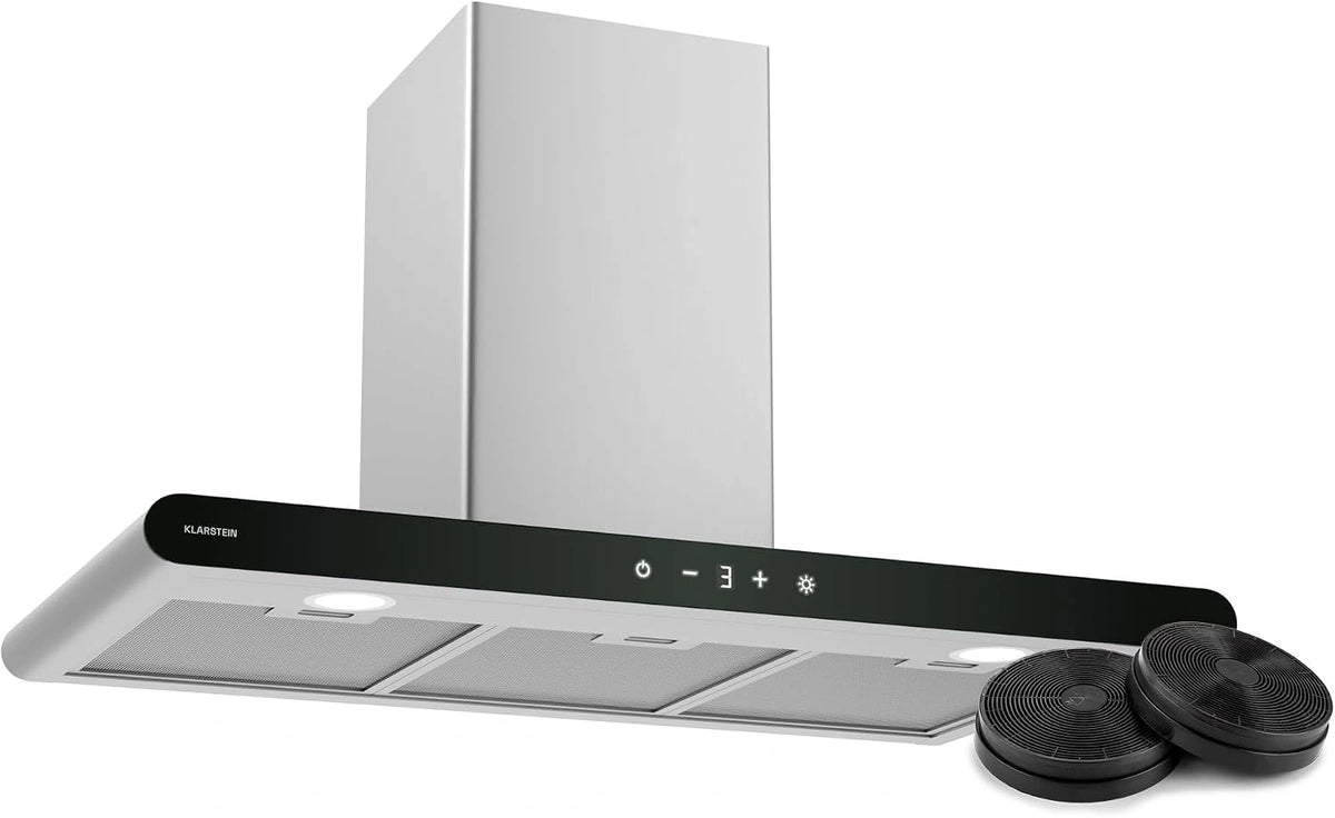 Klarstein CurveVent Afzuigkap, 90 cm wandkap, 676 m³/u luchtstroom, A+ energie-efficiëntie, Touch-bediening, LED-verlichting, 56 dB, Zwart