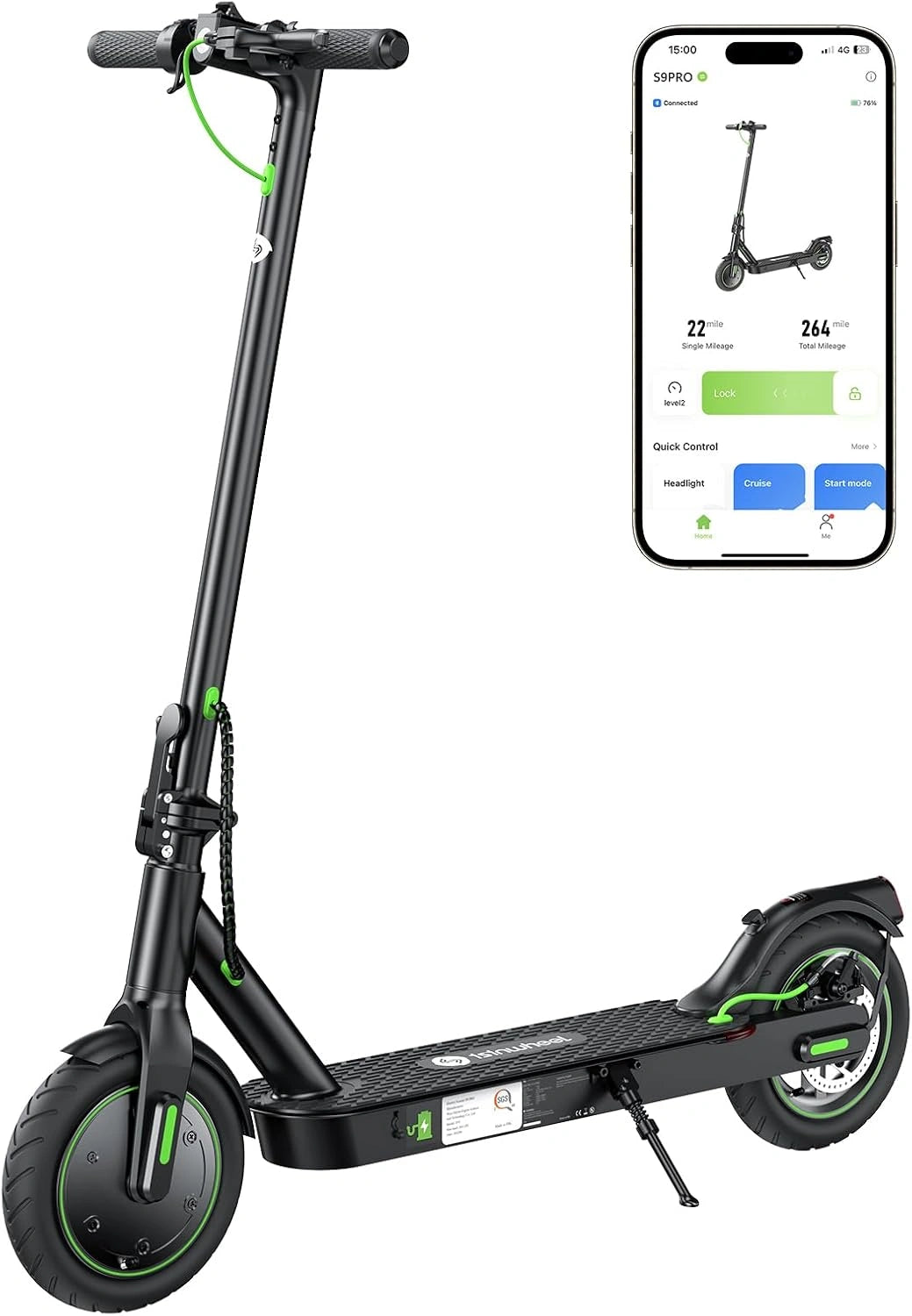 Isinwheel S9Pro Elektrische step voor volwassenen, bereik 30 km, elektrische scooter 350 W, snelheid 6/15/25 km/u, dubbele rem, banden 8,5 inch