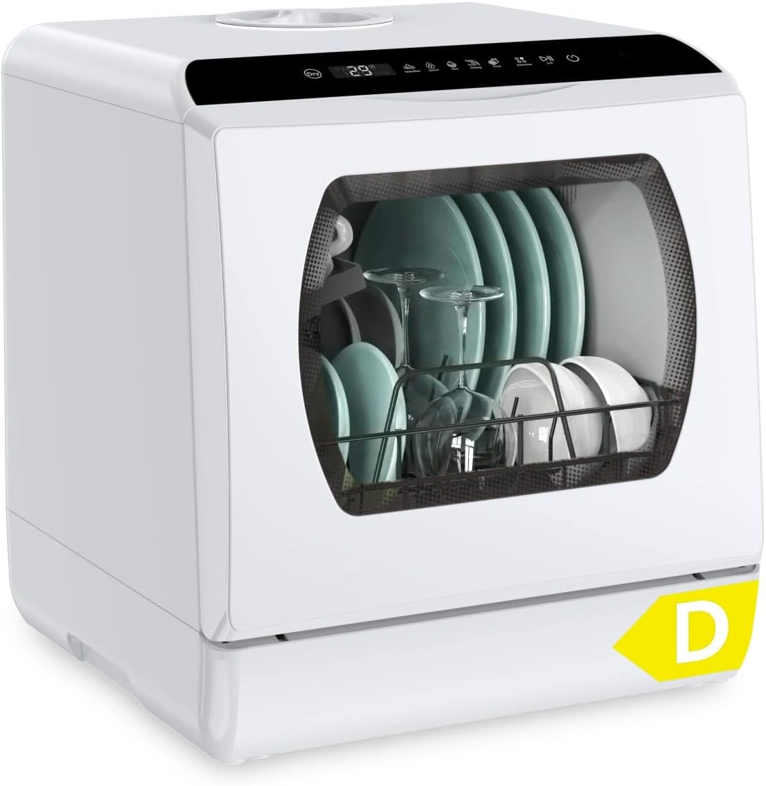 Hermitlux Mini-vaatwasser, 6 programma's, 5 plafonds, glazen deur, zilver