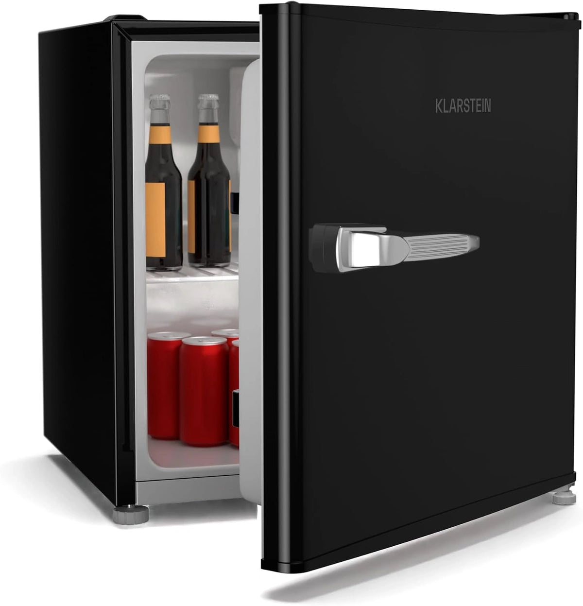 Klarstein Mini-Koelkast Irene 46 liter retro, Stil 37 dB, Verstelbare Thermostaat, Energiezuinig, Kleine Koelkast voor Slaapkamer en, zwart