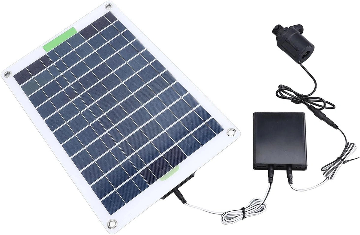 Luocute Zonnepomp Fonteinkit met Energieopslag, 100W Paneel, grijs
