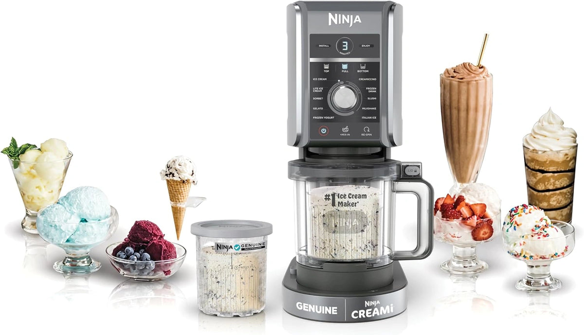 Ninja NC501 CREAMi Deluxe 11-in-1 ijs- en bevroren traktatiemaker voor sorbet, milkshakes, dranken meer, 11 programma's