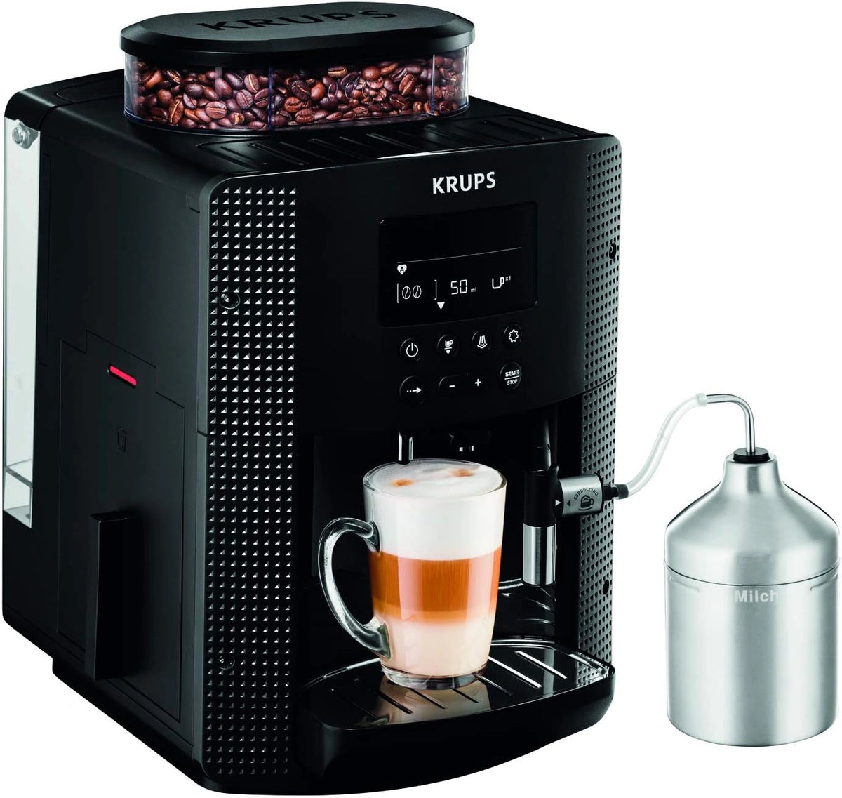 Krups Essential Espresso EA8160 Volautomatische koffiemachine met LCD scherm, Compact design, met grote inhoud van 1,7 watertank en 260 gr