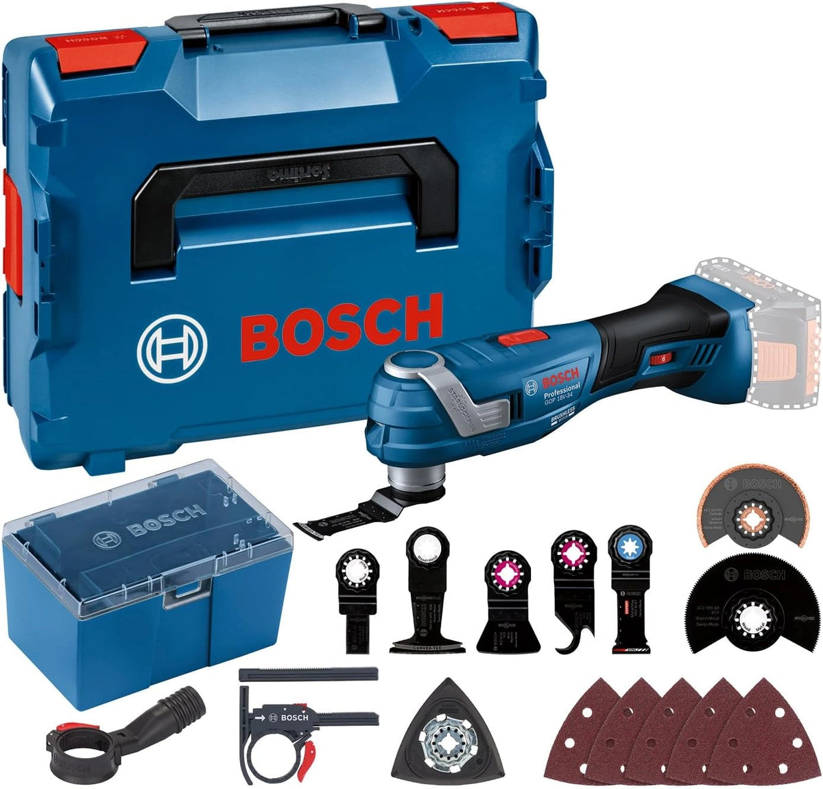 Bosch Professional 18V systeem accu-multi-cutter GOP 18V-34 (borstelloze motor, vibratie control, incl. meerdere zaagbladen, 1x schuurplaat