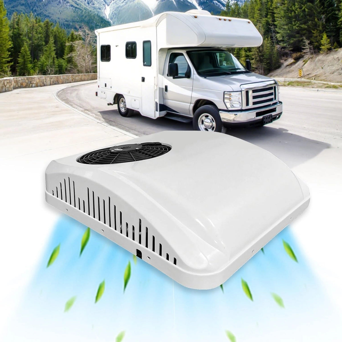 Dakairconditioner, 8800 Btu Ac Unit met het Verwarmen en Koelen Functie voor Campervan, Vrachtwagen, Boot, Caravan, Macht, 12v-58.5cm*72cm*15.9cm, wit