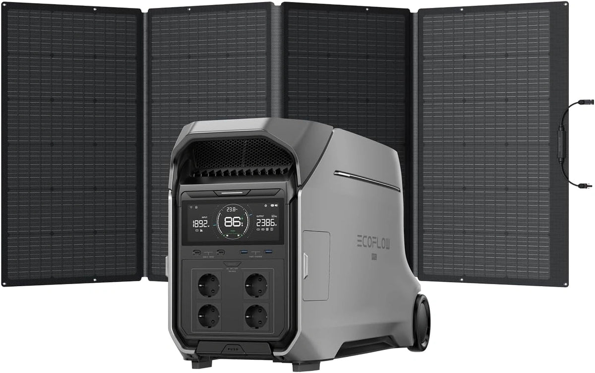 EF EcoFlow Delta Pro 3 Draagbaar stroomstation met 400 W zonnepaneel, 4096 Wh LFP-batterij, uitbreidbaar vermogen tot 12 kWh