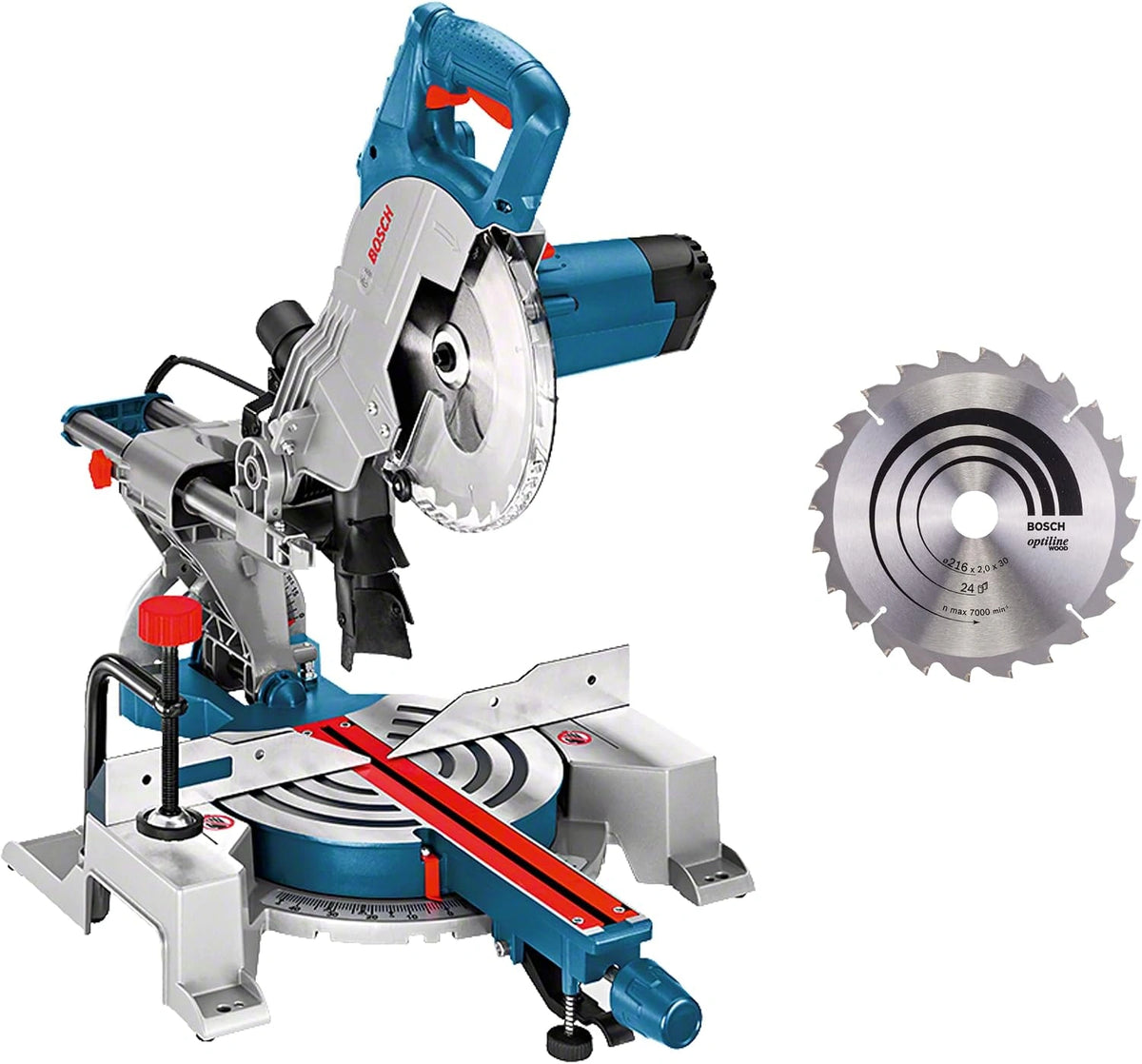 Bosch Professional Afkortzaag GCM 80 SJ (1.400 Watt, zaagblad-Ø: 216 mm, incl. 2x cirkelzaagblad, inbussleutel, in doos), zilver