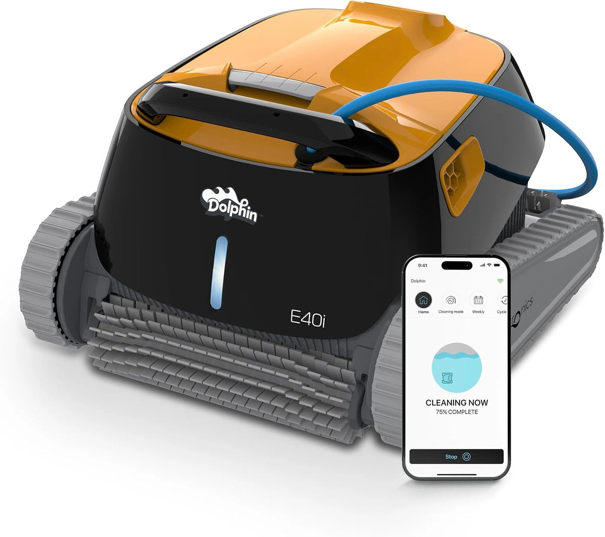 Dolphin E40i Automatische zwembadreiniger zwembadrobot met kabel, vloer, waterlijn en wandreiniging, besturing via app, ingebouwde zwembaden tot 12 m