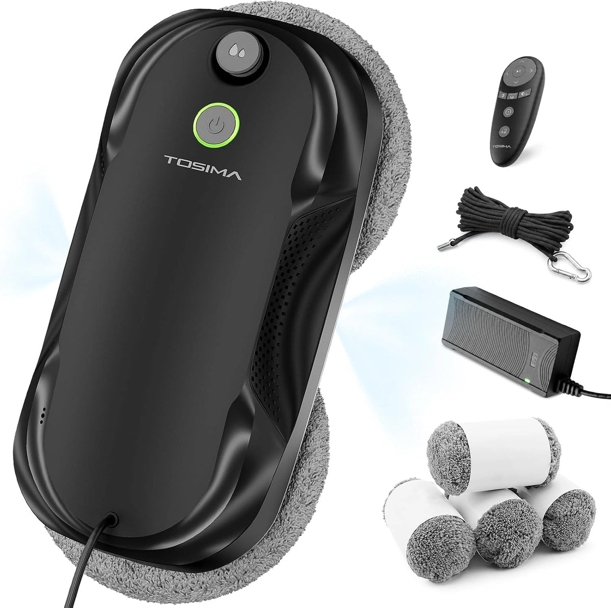 Tosima W5 Raamreinigingsrobot, 6400 Pa, raamrobot met bidirectioneel sproeisysteem, adaptieve zuigkracht, intelligente navigatie en randherkenning