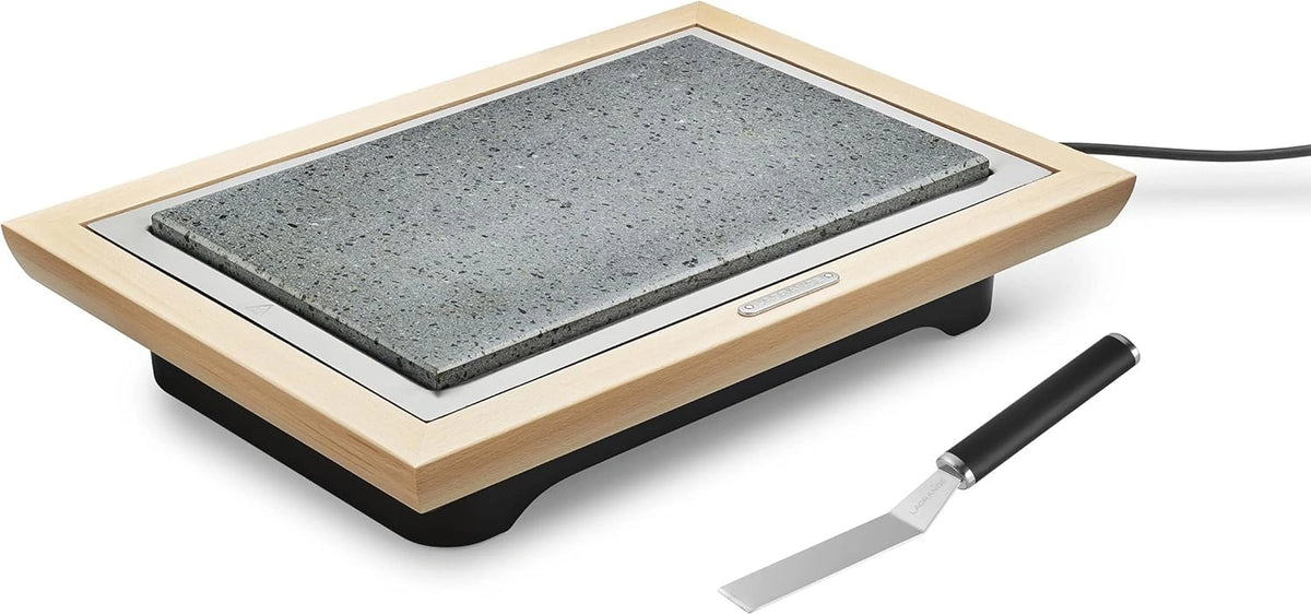 Pierre® Deluxe Grill met licht houten frame + schraper, grijs