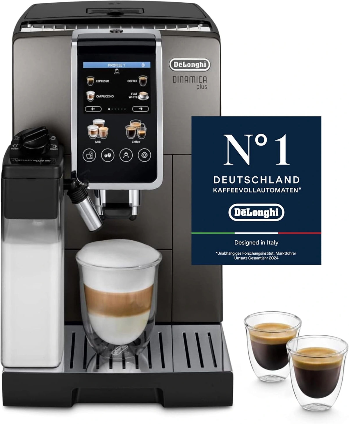 De'Longhi Dinamica Plus ECAM380.95.TB Volautomatische espressomachine met melkcrème, one-touch cappuccino, met 24 recepten