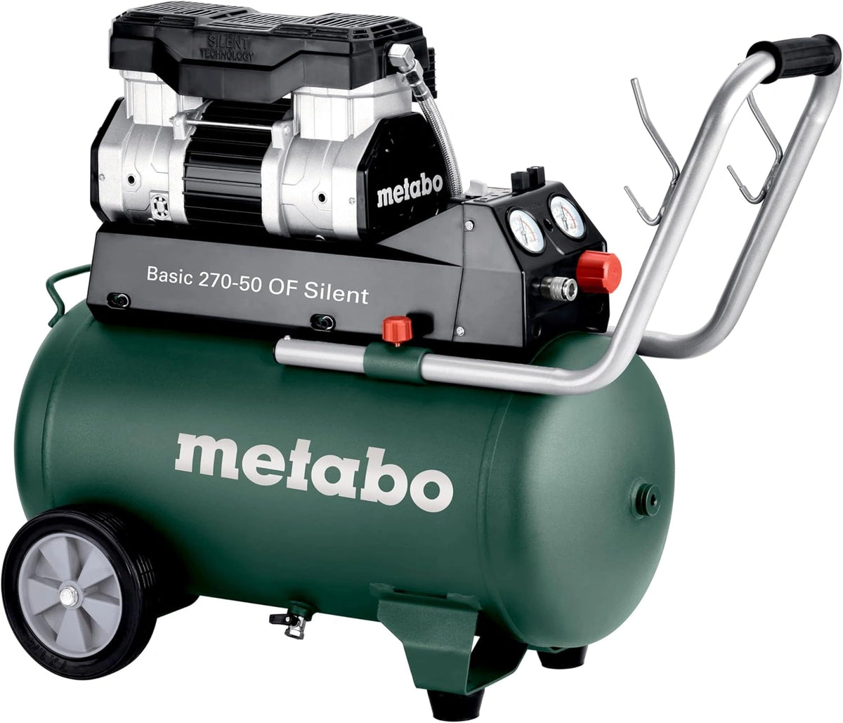 Metabo Compressor Basic 270-50 OF Silent, 50 liter ketel, 10 bar druk, 130 l/min vulvermogen, olievrij, stil