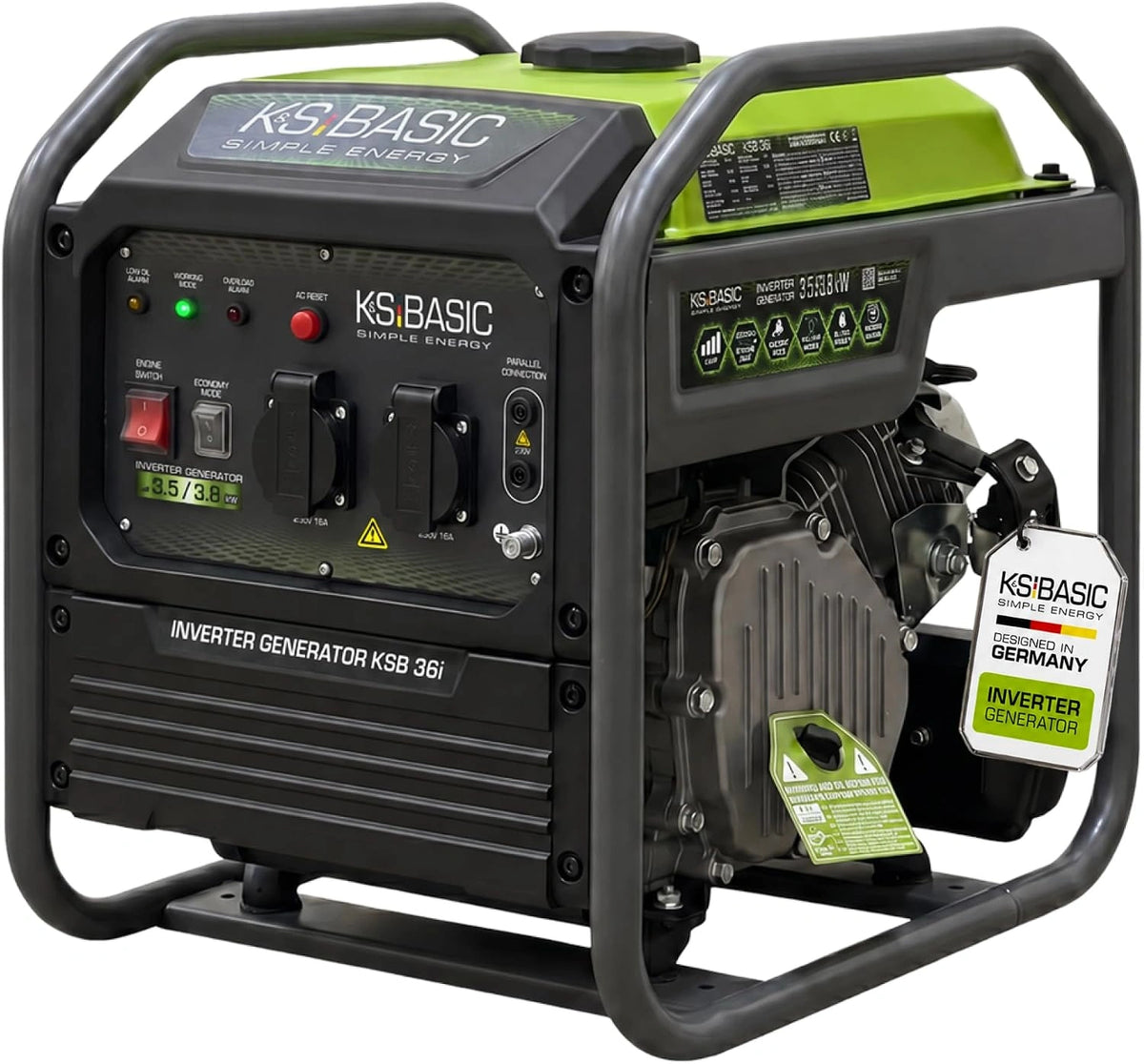 K&S BASIC 36i invertergenerator max. 3800 W, draagbare benzinegenerator, zwart