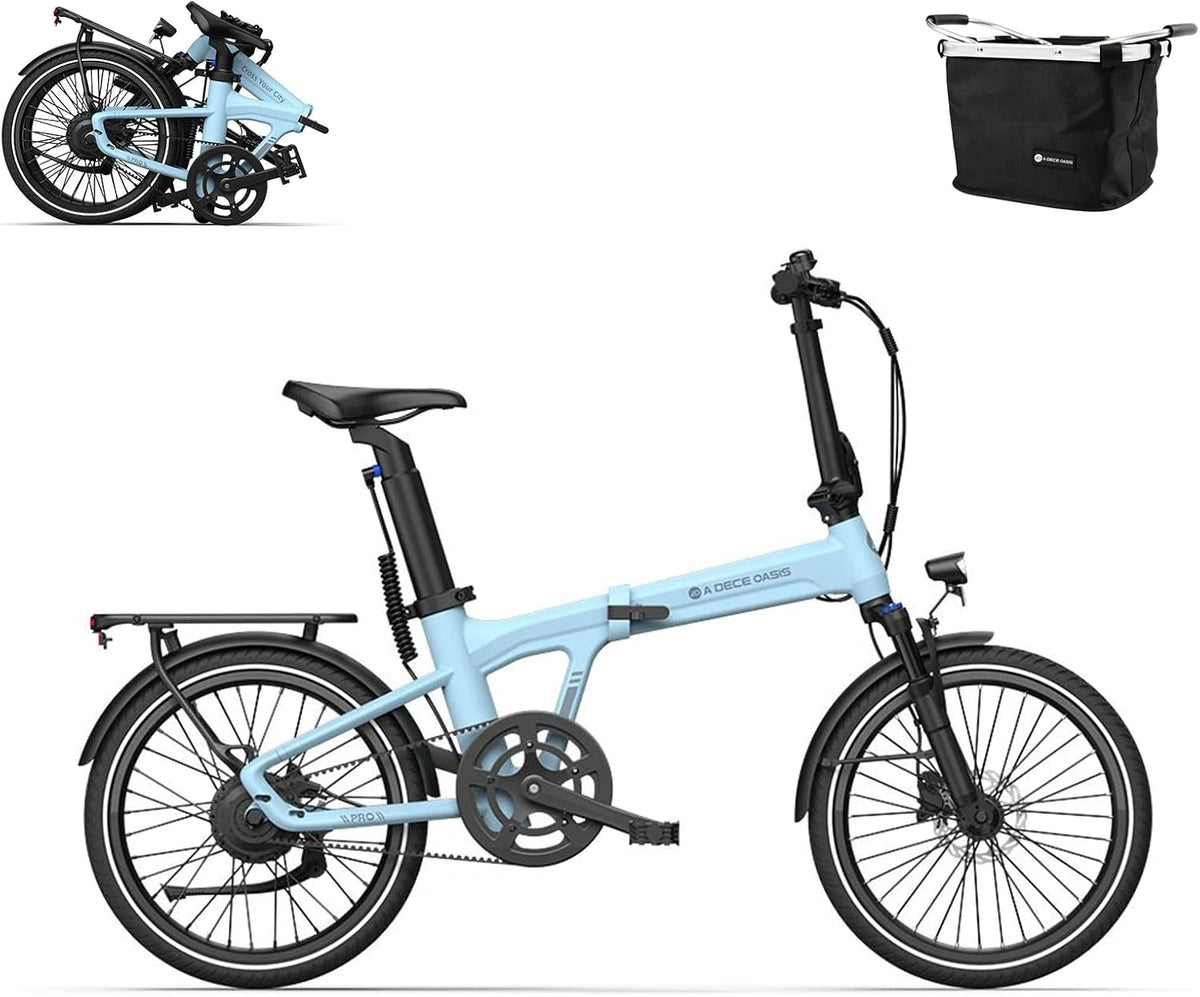 ADO Air20Pro Opvouwbare elektrische fiets, BAFANG-motor, riemaandrijving, elektrische fiets met pedaalondersteuning, IPX7 LCD, app