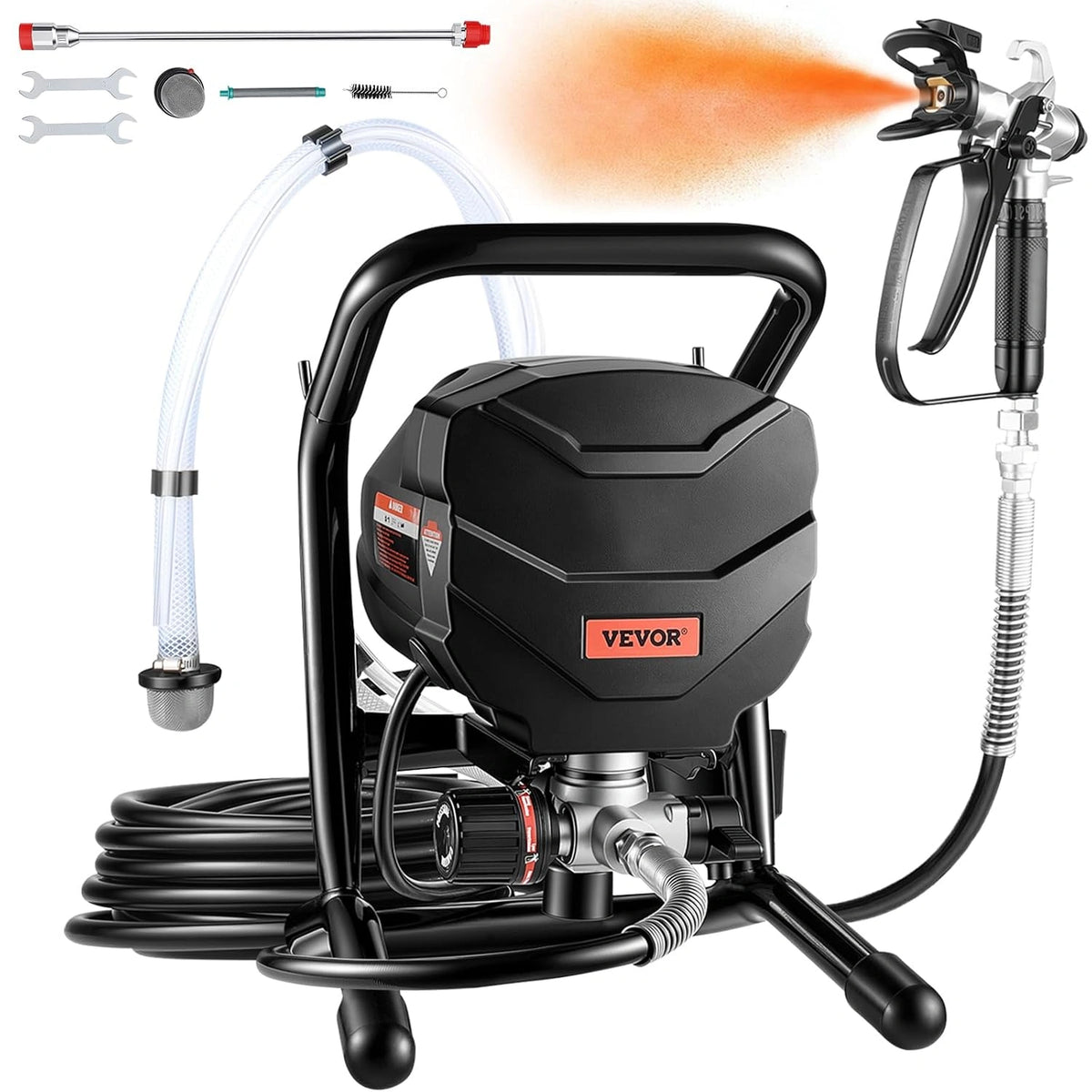 VEVOR Airless-laksproeier, 650 W, 3000 psi, max. debiet 1,17 liter/min, voor commercieel gebruik, voor auto, huis, binnen, buiten, spuitapparaat