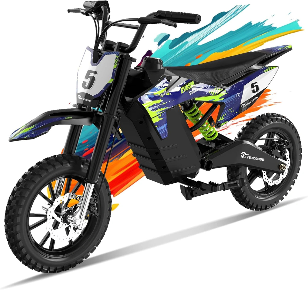 EVERCROSS EV65M Elektrische motorfiets, elektrische motorcross met motor, 500 W, 48 V, 7,8 Ah, elektrische crossmotor, 3 snelheidsmodi 10/20/30 kMH