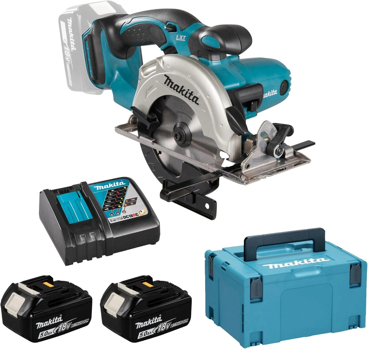 Makita Accu-handcirkelzaag 51 mm, (18 V/5 Ah, 2 accu's en oplader in Makpac), zwart, blauw