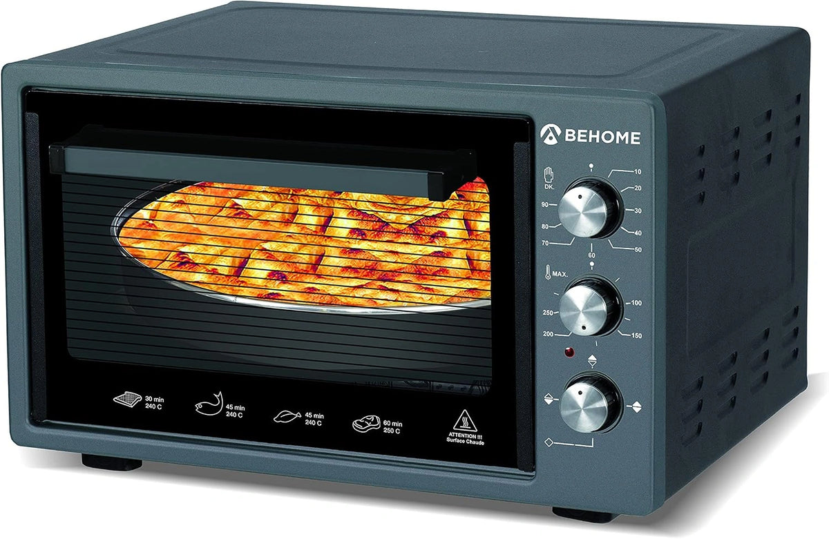 BEHOME Elektrische oven met circulatielucht, 38 liter, met draaispit, zelfreinigend en geëmailleerd, temperatuur tot 320 graden