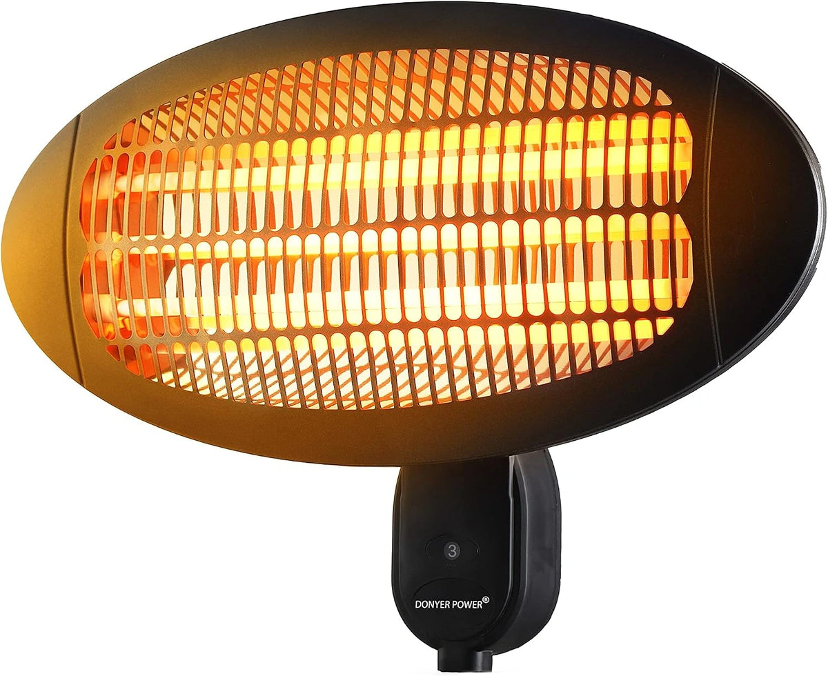 DONYER POWER Wandplafondmontage Quartz verwarming, zwart