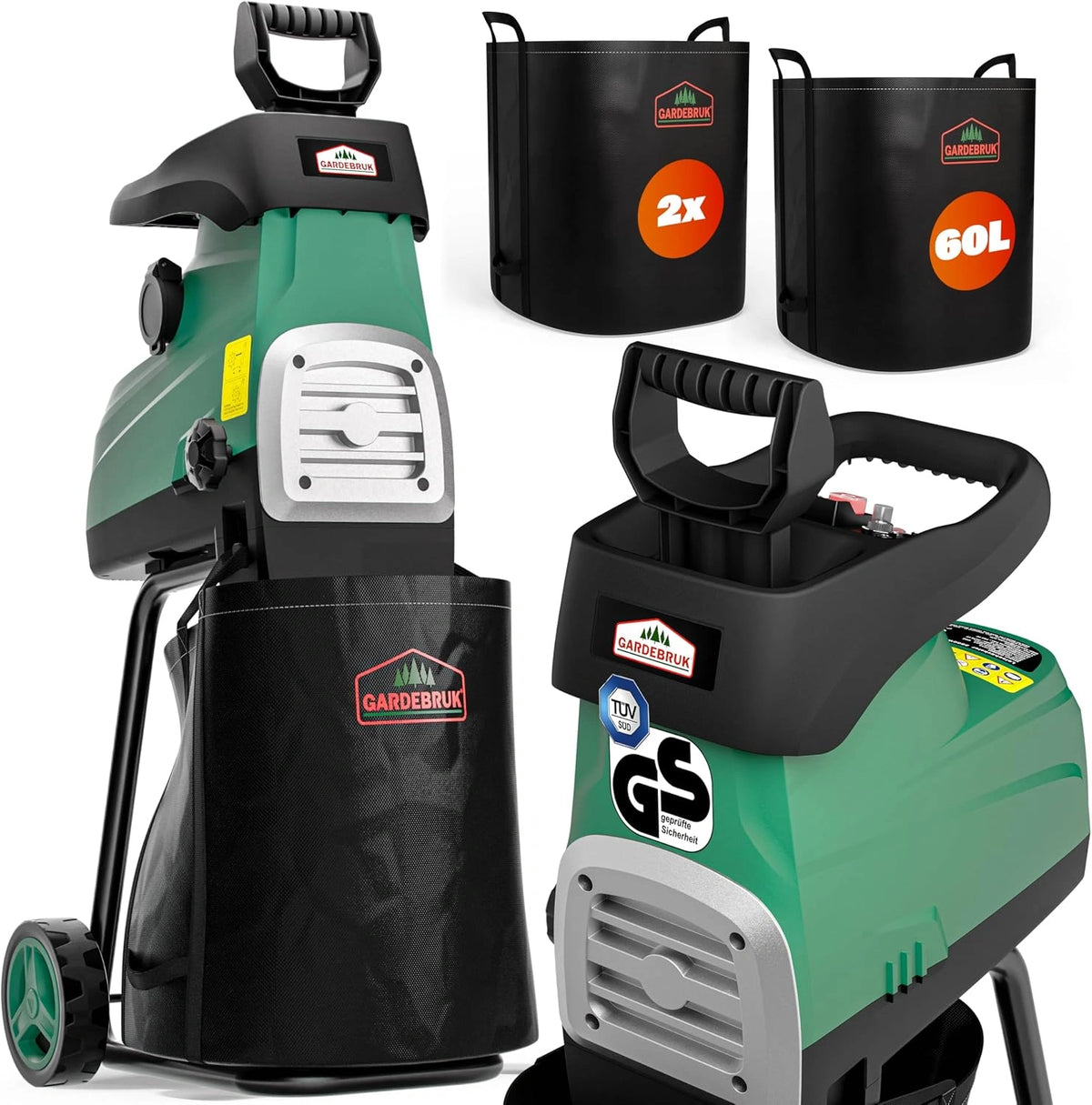 GARDEBRUK® Hakselaar Elektrisch 3100W Takdikte 44mm Groen Zwart