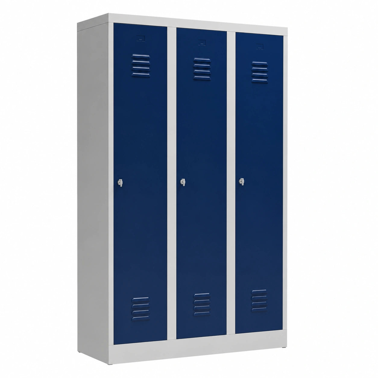 Lüllmann 3-türiger Schließfachschrank mit Abteiltrennung, 180x120x50cm, Lichtgrau/Enzianblau
