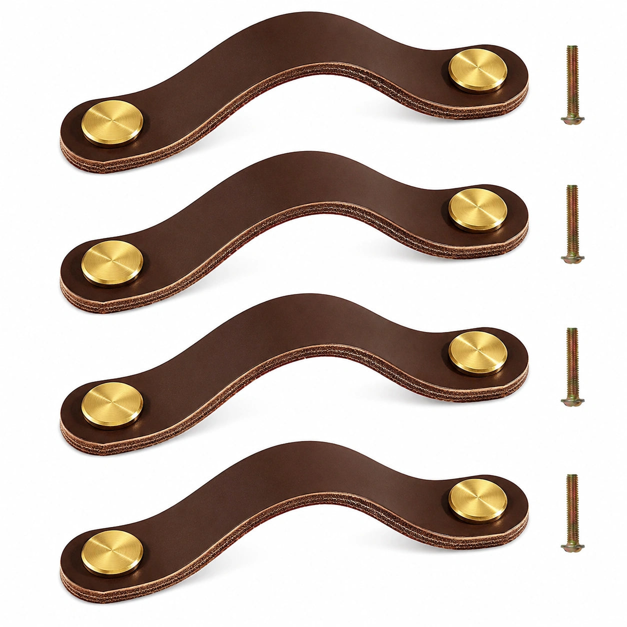 4er Set Ledergriffe für Möbel - Elegante Schrank- und Schubladengriffe, Geeignet für Küche und Bad, 16,8 cm