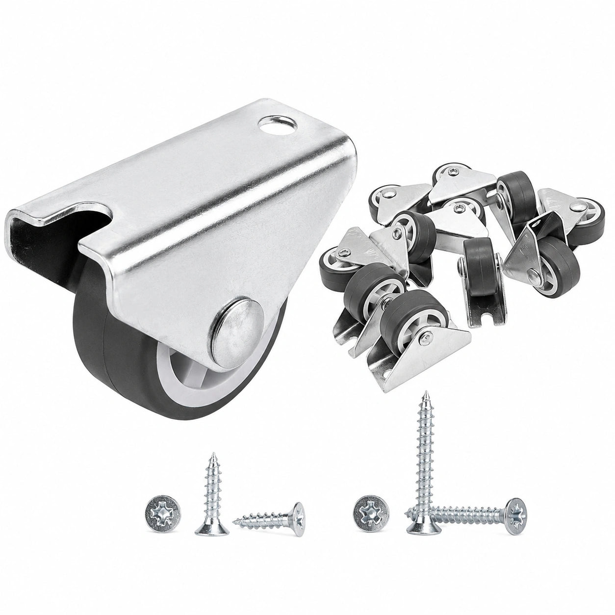 50 Stück 30 mm Gummi-Lenkrollen, Schwerlast-Bockrollen für Möbel, Montageplatten & Schrauben inklusive