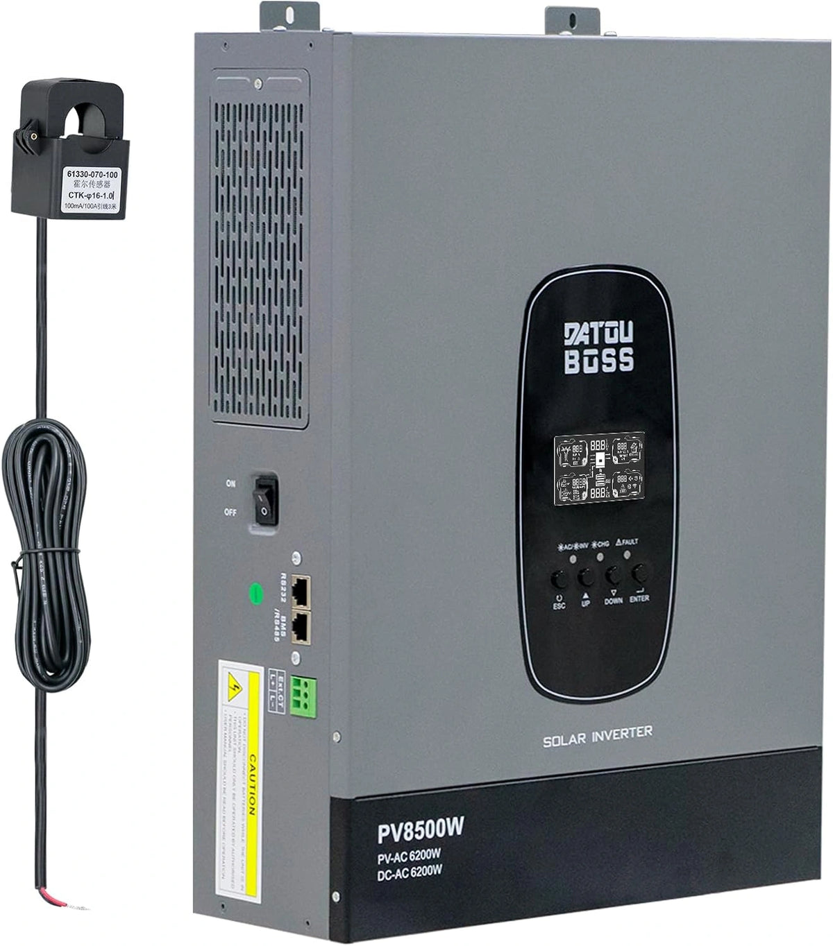 DATOUBOSS Omvormer Hybrid 6200W 48V MPPT 120A 90-500V PV 8500W, grijs