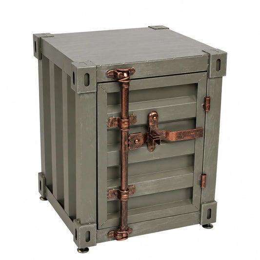 BÜTTNER Industrielles Metall Beistelltisch mit Stauraum, Vintage Silber, 40x38x48 cm
