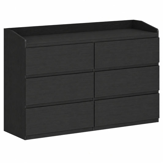 Hzuaneri Sideboard 138 cm mit 6 Schubladen, Multifunktionaler Schrank für Wohnzimmer & Schlafzimmer, Schwarz