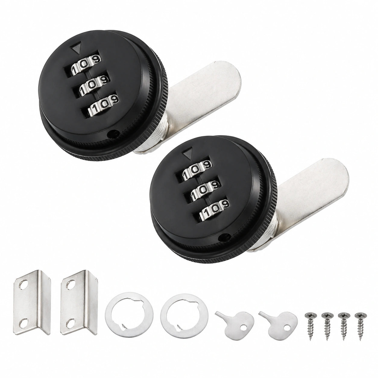PATIKIL Zahlenschloss-Set, 2 Stück, für Schubladen und Briefkästen, Schwarz