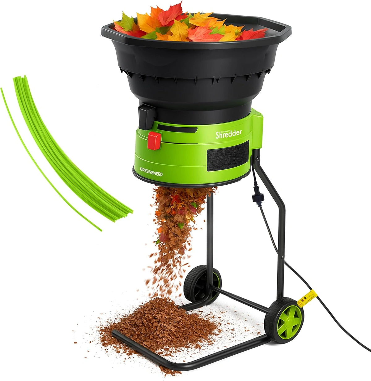 GreenSweep XL Bladloze bladversnipperaar en mulcher, zwart